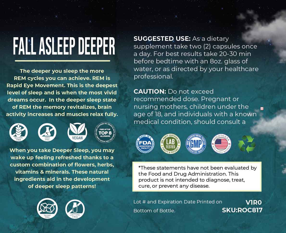 Deeper Sleep Capsules : 10 mg Melatonin + Magnesium, Calcium & Herbs